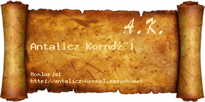 Antalicz Kornél névjegykártya